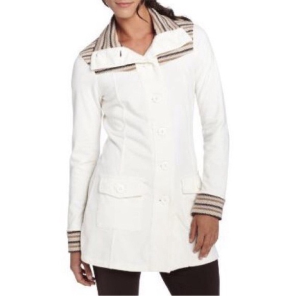 Prana Rowen Jacket – Ivory‎ & Brown | Women’s Size Large (Fits Like Medium) - Picture 2 of 15